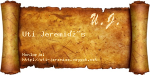 Uti Jeremiás névjegykártya